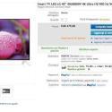 Screenshot dell'offerta su eBay riguardante la Smart TV LG 4K 40UB800V