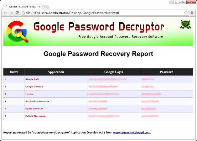 Google Password decrypter