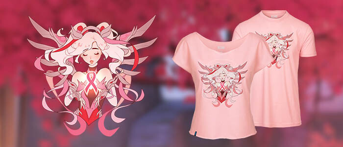 t-shirt Mercy Rosa in Overwatch per la ricerca sul cancro al seno