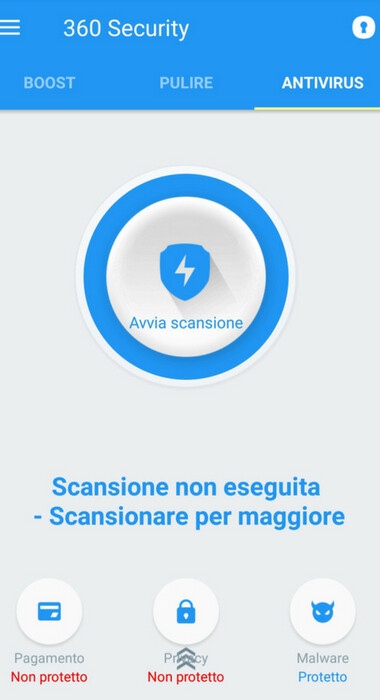 360 security avvia scansione