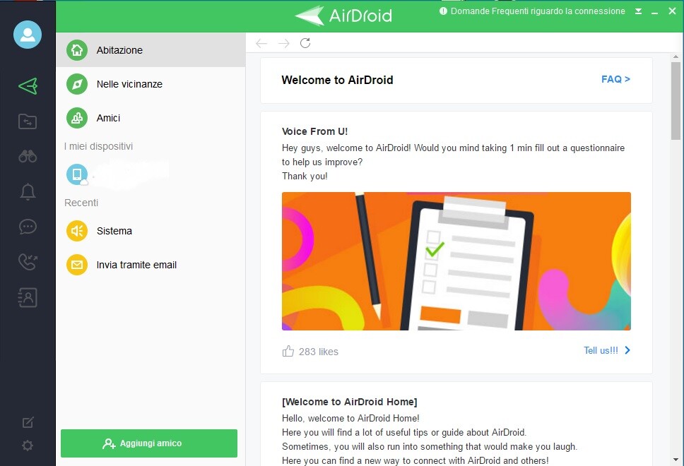 airdroid interfaccia principale