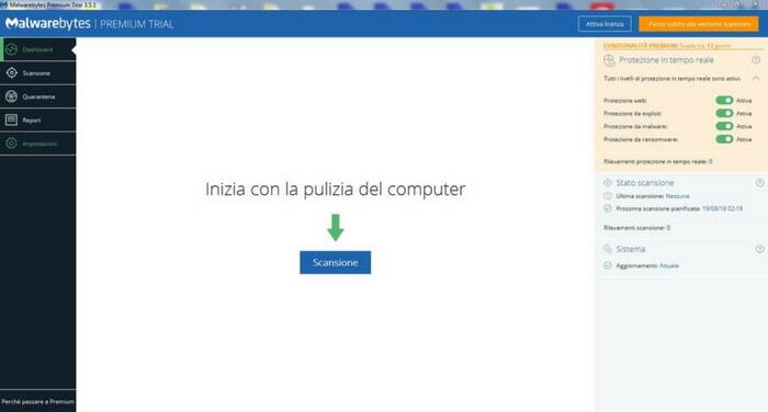 malwarebytes avvio scansione