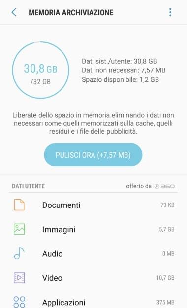 memoria archiviazione dispositivo