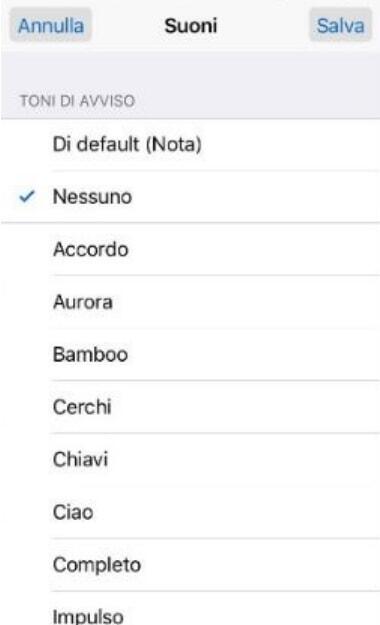 silenzia gruppo iphone toni di avviso