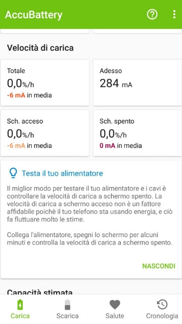 AccuBattery velocità carica