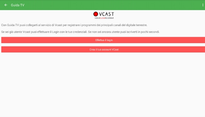 guida tv accesso vcast
