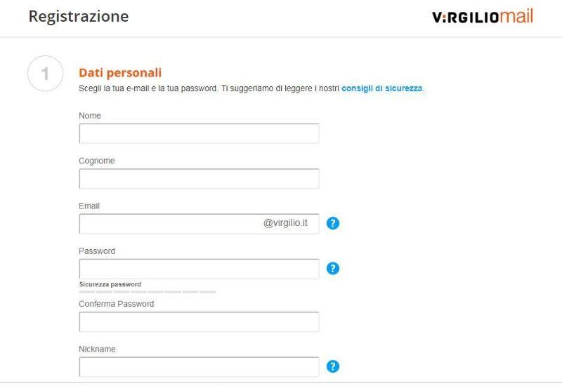 registrazione virgilio mail