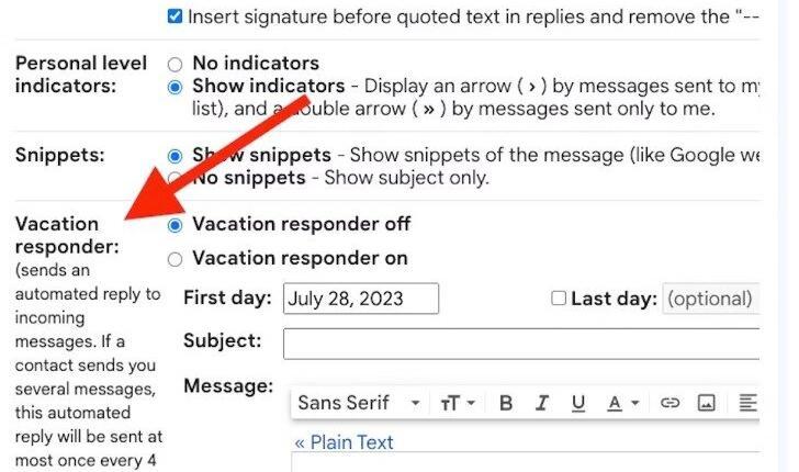 Come aggiungere un messaggio fuori sede Gmail4